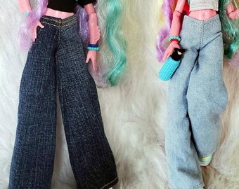 Denim Y2K Jnco Wide Legged Flare Jeans for G3 monster dolls werewolf sea lagoon