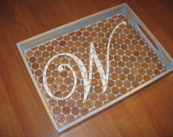 Distressed Wood and Cork Serving Tray