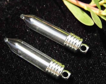Tube de 6 MM Bullet, mini fiole en verre avec bouchon cuivre plaqué argent, bouteille de verre clair, verre souhaitant la main bricolage fioles charme, bouchon de colle