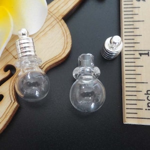 Bola 6 MM cristal / bulbo del bambú, mini frasco de cristal con cap(empty/clear/tube/pendant/small/tiny/glass/charm/gem/metal/DIY) de cobre plateado