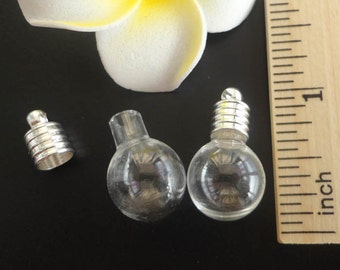 GLOBES en 6MM, ampoule ronde, petite fiole en verre avec bouchon cuivre plaqué argent, pendentifs en vide bouteille transparente, BRICOLAGE souhaitant à la main en verre flacons charme