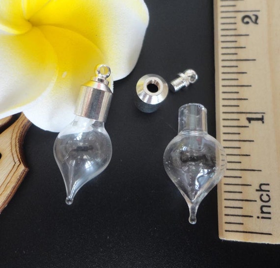 6MM TEAR DROP Water Drop With Silver SCREW Copper Cap, Glass