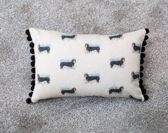 Dachshund (Wire Haired) Pom Pom Trim Complete Cushion