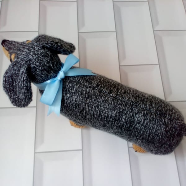 Hand Knitted 13" Dachshund Silver Dapple