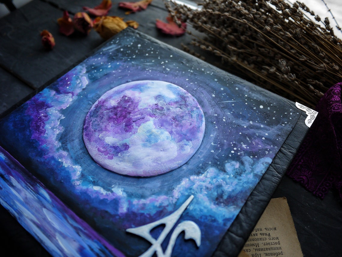MOON BOOK Handmade diary with a moon landscape Polymer clay | Etsy