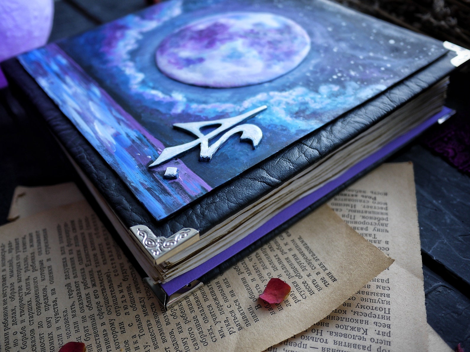 MOON BOOK Handmade diary with a moon landscape Polymer clay | Etsy