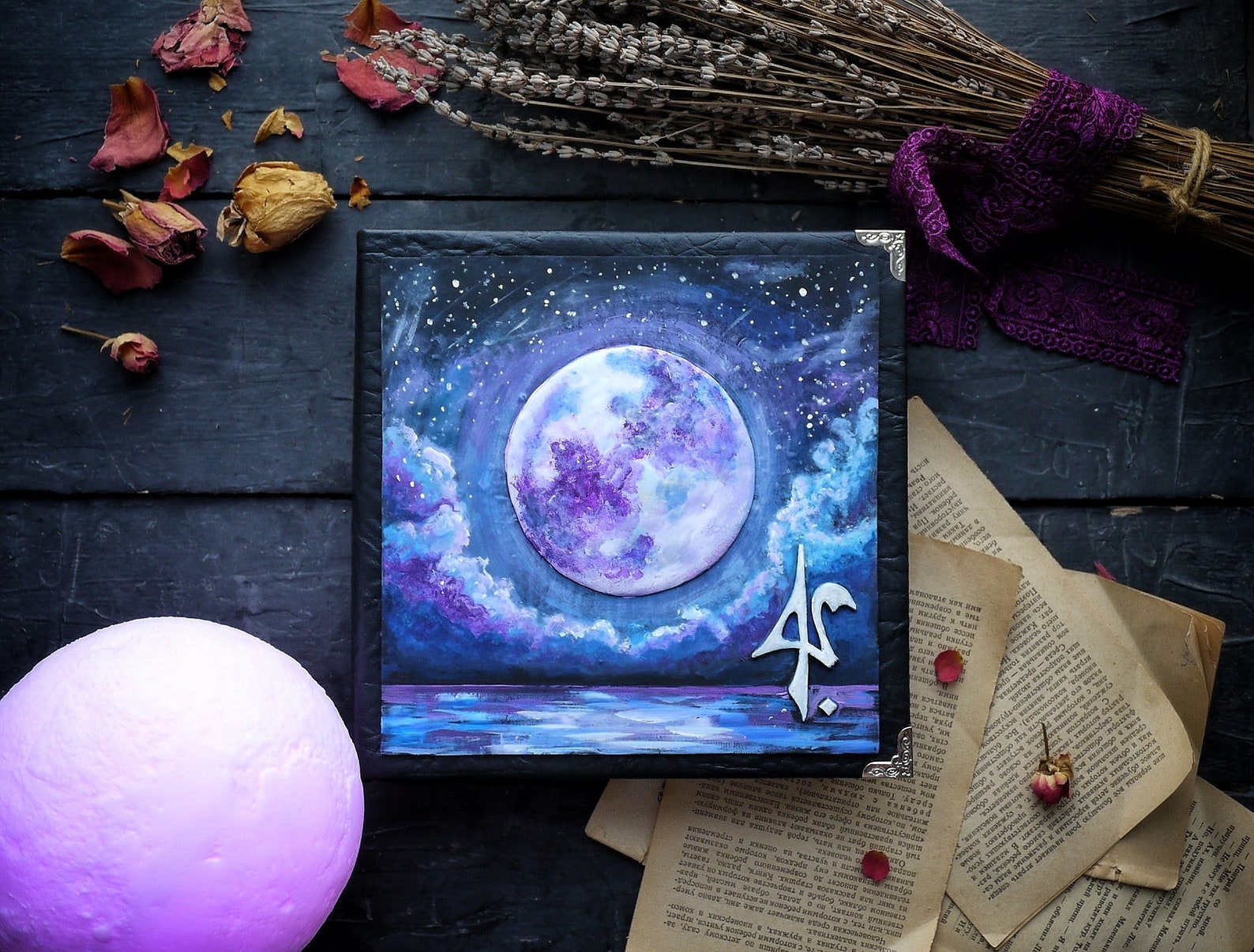 MOON BOOK Handmade diary with a moon landscape Polymer clay | Etsy