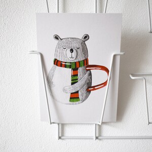 Cartolina illustrata "La mia tazza di tè" - Orso / 1 carta / fatta a mano / carta riciclata / illustrazione dell'orso / illustrazione della tazza di tè / acquerello