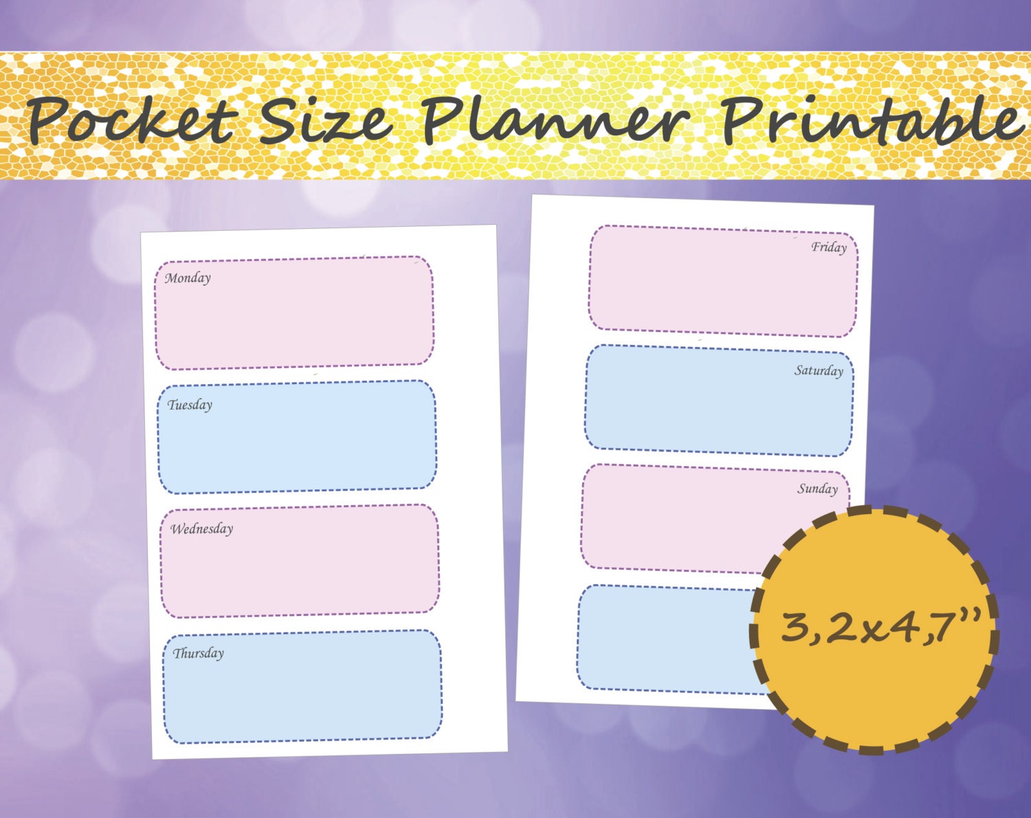 Pocket Size Planner Printable Filofax Pocket Size Week on 2 Etsy