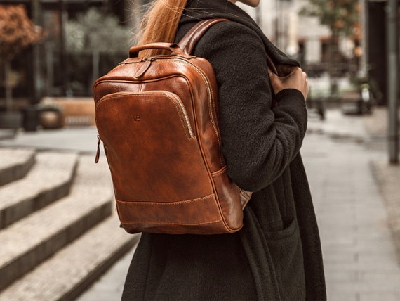 Mochila/mochila de cuero para escolar vintage - Etsy México