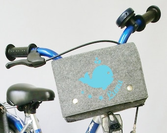Handlebar bag bicycle bag balance bike basket whale fish or with different motifs and names