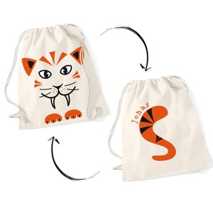 Gym bag kindergarten bag tiger with name image 1
