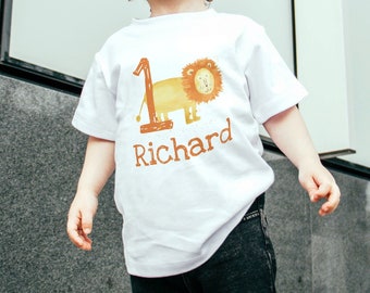 T-shirt d'anniversaire ABC 100 animaux avec motif et nom souhaités pour les tout-petits bébé bio