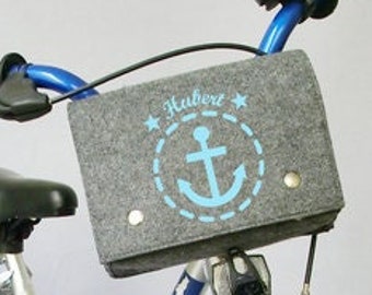 Handlebar bag bicycle bag bicycle basket with name and individual motif