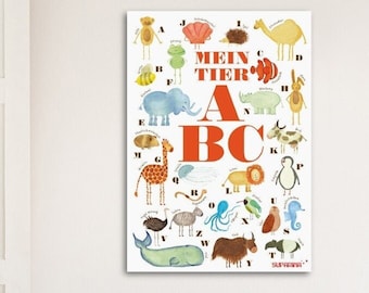 Animal ABC Alphabet Learning Poster A4 A3 A2 A1 Éléphant Abeille Singe Pingouin Zèbre Hérisson Drôme Baleine Grand Hibou Lapin Poisson Clown Cochon d'Inde