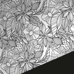 Geschenkpapier Blumen Silber Schwarz 50x100 cm 画像 1