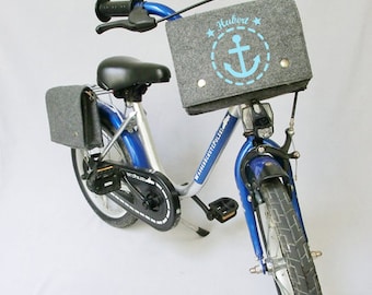 Bicycle bag anchor with name nursery bag