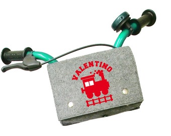 Children's bike handlebar bag with name or desired motif