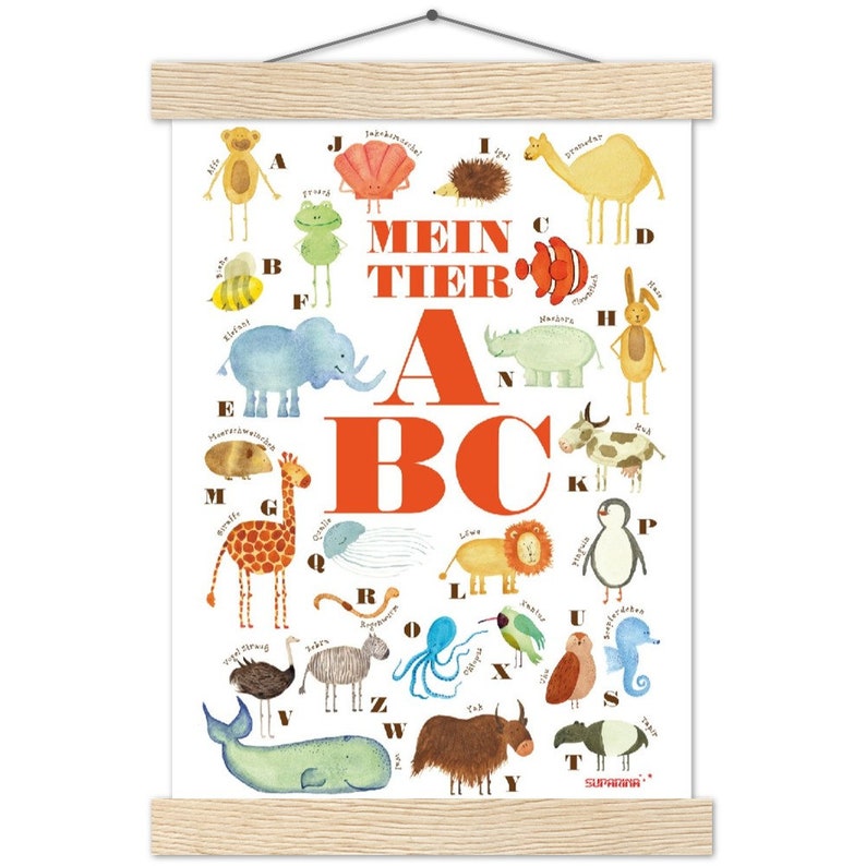Animal ABC Alphabet Learning Poster A4 A3 A2 A1 Elephant Bee Monkey ...