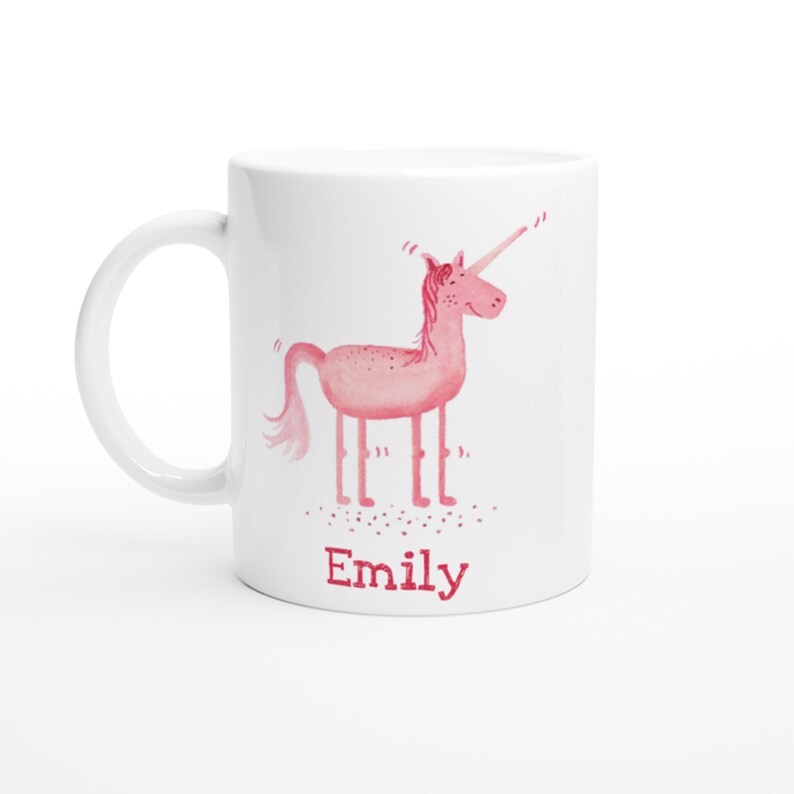 Einhorn Tasse mit Namen Keramik Kindertasse Unicorn und andere Tiere Bild 1