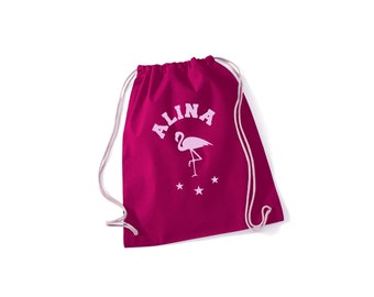 Kindergarten bag flamingo with name
