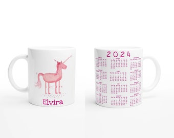 Calendar cup with name, 70 desired animals and calendar 2024