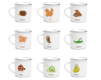 ABC Tasse 100 Tiere Name Personalisierte Emaille