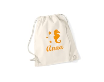 Seahorse kindergarten bag with name