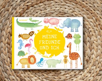 Friends book for 25 friends animals giraffe pig crocodile hippopotamus lion octopus