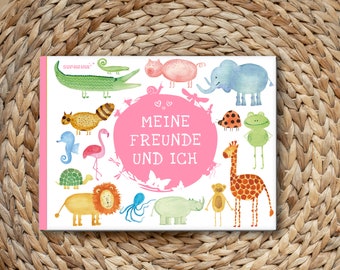 Friends book for 15 friends animals giraffe pig crocodile hippopotamus lion octopus