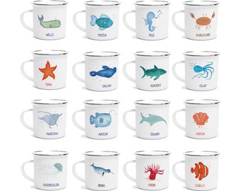 ABC name cup 100 animals for children enamel with animals in the water ocean sea baltic sea north sea
