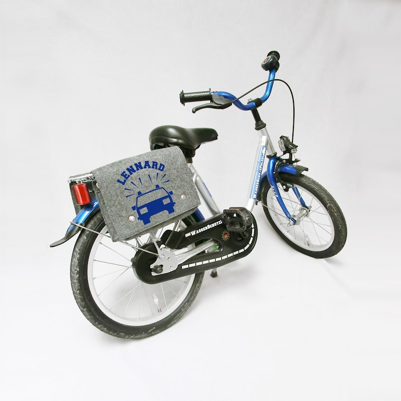 Fahrradtasche für Kinder mit Namen und verschiedenen Motiven Bild 1