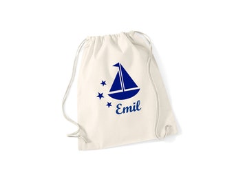 Kindergarten bag sailboat with name