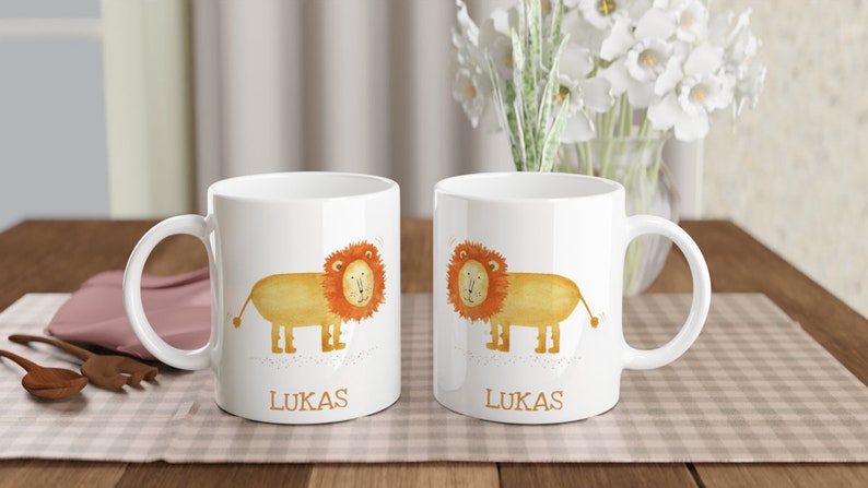 Einhorn Tasse mit Namen Keramik Kindertasse Unicorn und andere Tiere Bild 5