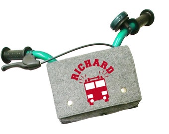 Handlebar bag for children's bike fire brigade with name or desired motif