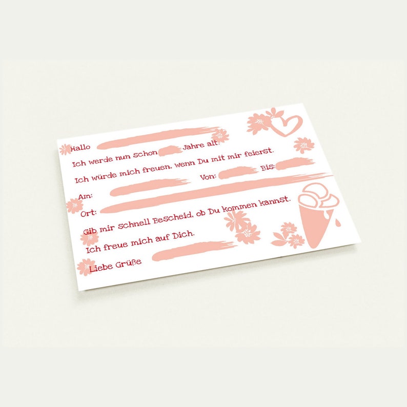 10 Einladungskarten Kinder A6 10,5 14,8 cm in Rosa Einhorn Libelle Schmetterling Pinguin Papagei Clownfisch Bild 7
