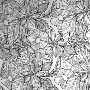 Geschenkpapier Blumen Silber Schwarz 50x100 cm 画像 2