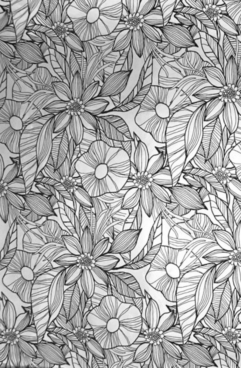 Geschenkpapier Blumen Silber Schwarz 50x100 cm 画像 2