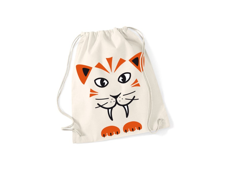 Gym bag kindergarten bag tiger with name image 2