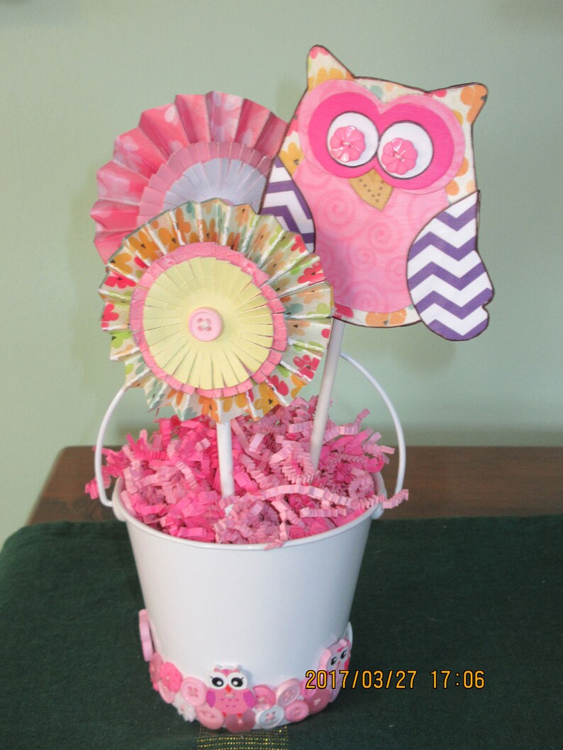 Baby Shower Table Centerpiece/ Cute as a Button/ Owl Theme Etsy