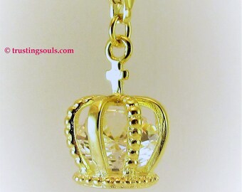 Marcapáginas con corona dorada y dije de circonita cúbica, regalo inspirador