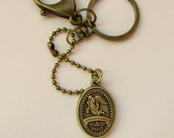 Bronze Plated Key Chain/Trusting Souls/Angel Charm Keychain/Baby Loss Key Ring/Miscarriage/Memorial/Loss of a Loved One