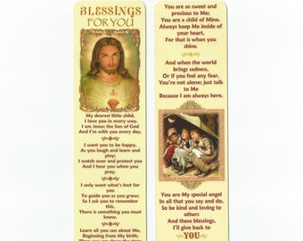 Girl's Christian Laminated Bookmark ~ Sunday School Gift ~Jesus Prayer Card for Young Girls