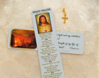 Marcador de oración nocturna, dije de cruz dorada, regalo cristiano
