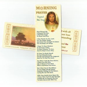 Morning Prayer Bookmark, Prayer Card with Silver Plated Lamb Key Ring Charm, Nurse or Caregiver Gift image 1