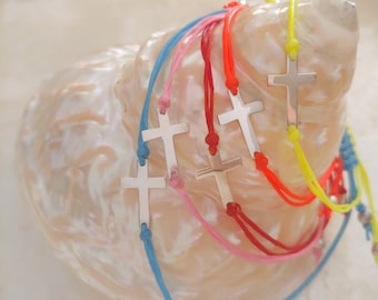 Marcapáginas cristiano infantil y pulsera con cruz de plata