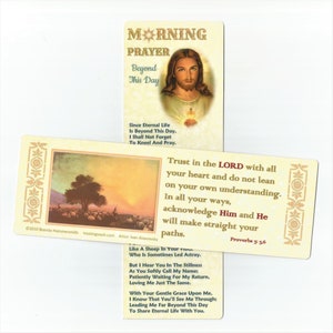 Morning Prayer Bookmark, Prayer Card with Silver Plated Lamb Key Ring Charm, Nurse or Caregiver Gift image 2