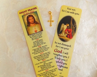 Marcapáginas de Oración Nocturna con Dije de Cruz Chapado en Oro / Jesús en Getsemaní