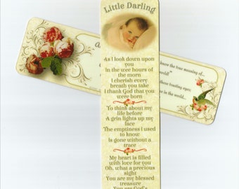 New Baby Girl Bookmark/Gift Card with Silver Pink Charm, Baby Shower, Adoption Gift for Mom