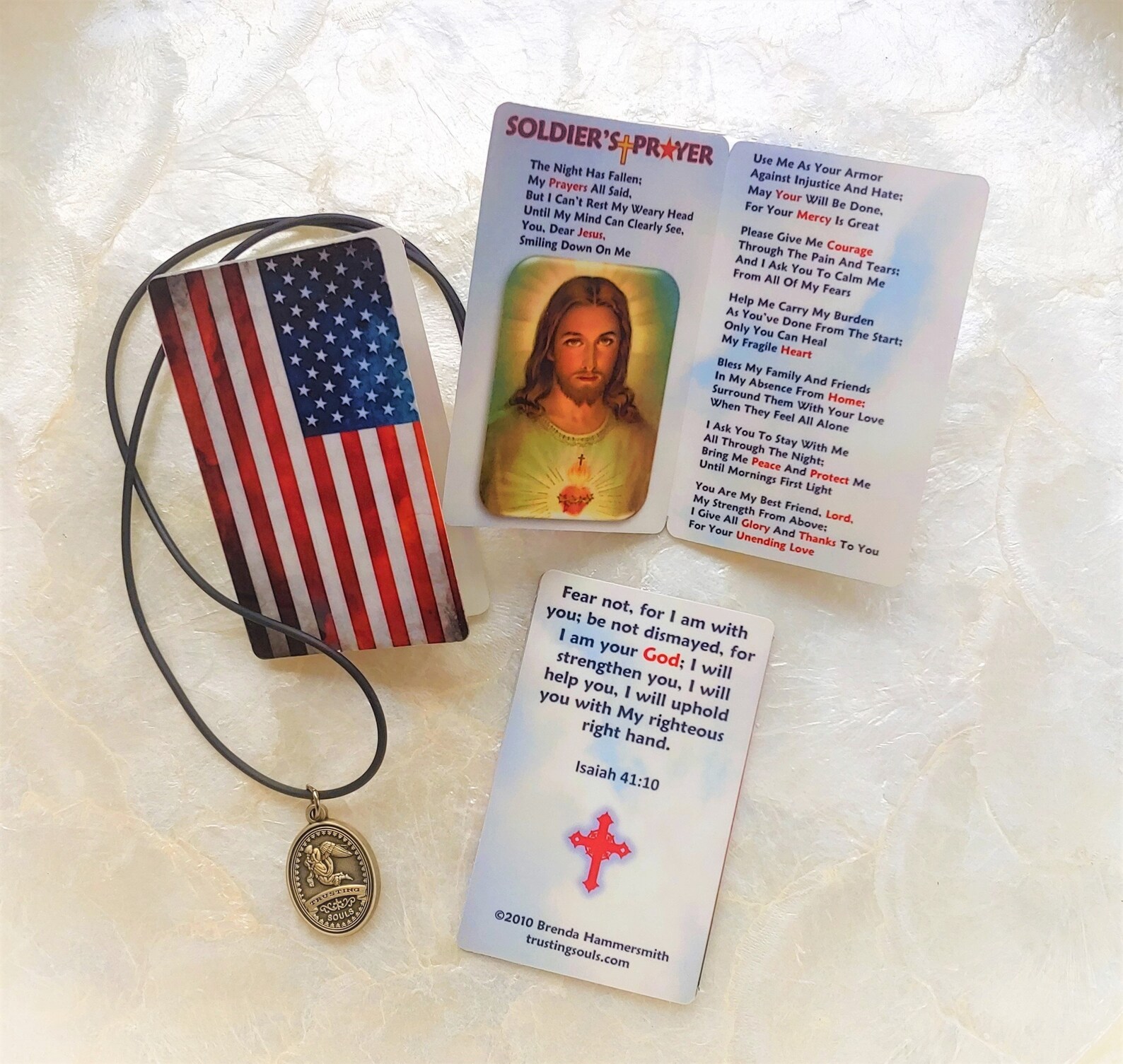 Soldiers Prayer/american Flag Prayer Card/bronze Guardian Car Charm
